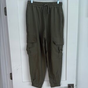 Zara Green Track Joggers with Relaxed Fit
